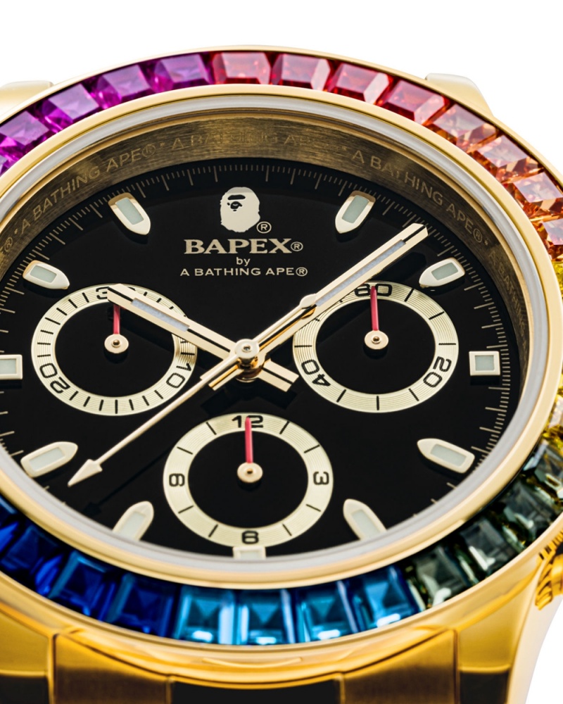 Montre Bape Catégories 4 BAPEX Crystal Stone Doré Homme | GXE-26167462